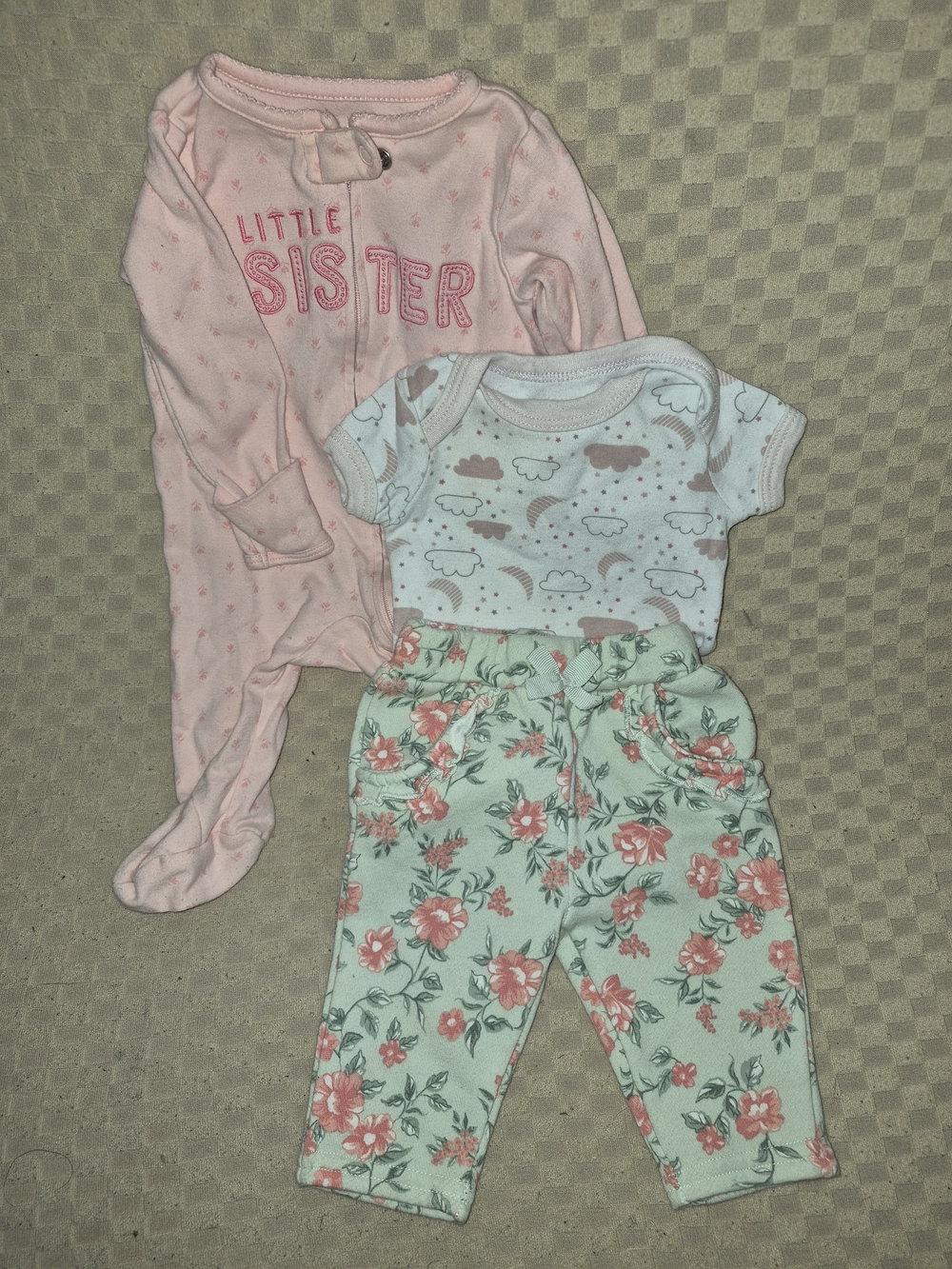 Little Sister Pink Footed Pajamas & Floral Pants Set - Pink